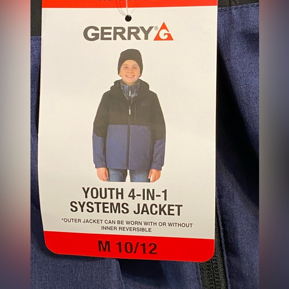 Gerry Kids Black and Blue Puffer Jacket 4 in 1 coat with hat - Picture 3 of 6